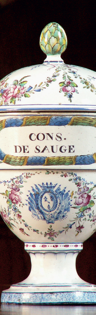 Pharmacie Condé, détail du pot « Consommé de sauge », XVIIIe siècle